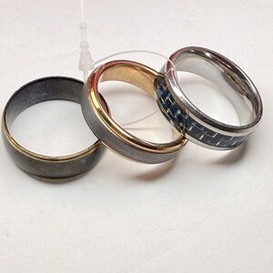 West Coast Jewelry Men’s 3 ring : 2 stainless steel & 1 tungsten carbide 11 New